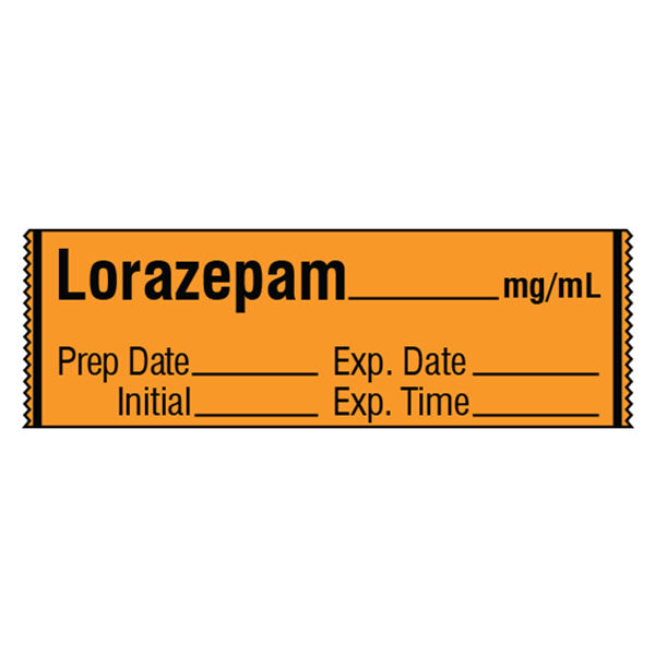Tranquilizer Medication Label Tape - LORAZEPAM__mg/mL