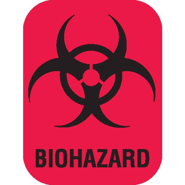 Biohazard Labels - Orange with Black Text - 1,000 per Pack