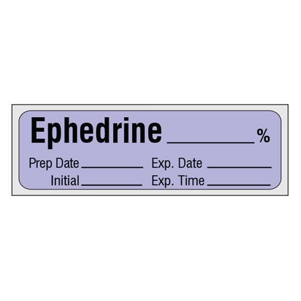 Vasopressor Medication Label Tape - EPHEDRINE__% (traditional violet label)