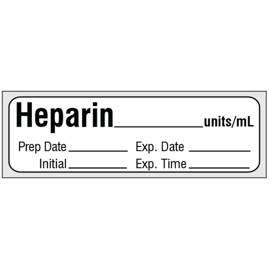 HEPARIN__units/mL Pre-Cut Medication Label Tape
