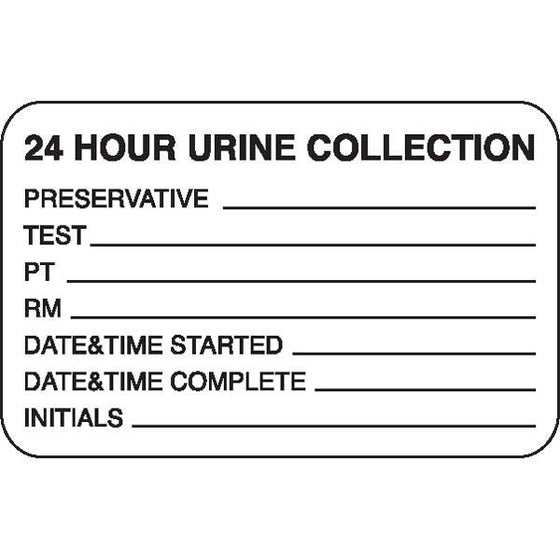 Urine Collection Label - "24 HOUR URINE COLLECTION"