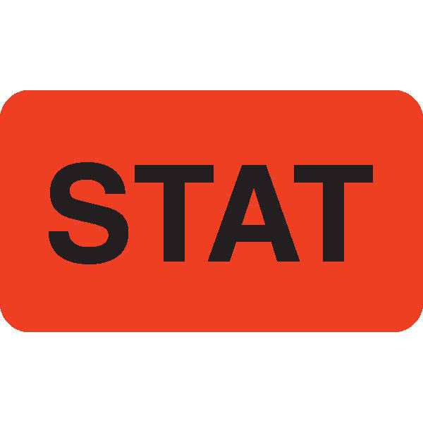 "STAT" Orange Medical Label - 1.75" x 1"