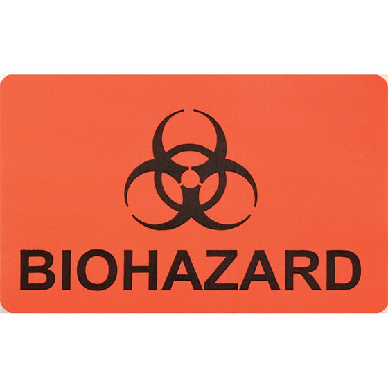 Biohazard Labels - Orange with Black Text - 1,000 per Pack
