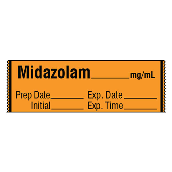 Tranquilizer Medication Label Tape - MIDAZOLAM__mg/mL