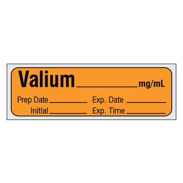 Tranquilizer Medication Label Tape - VALIUM__mg/mL