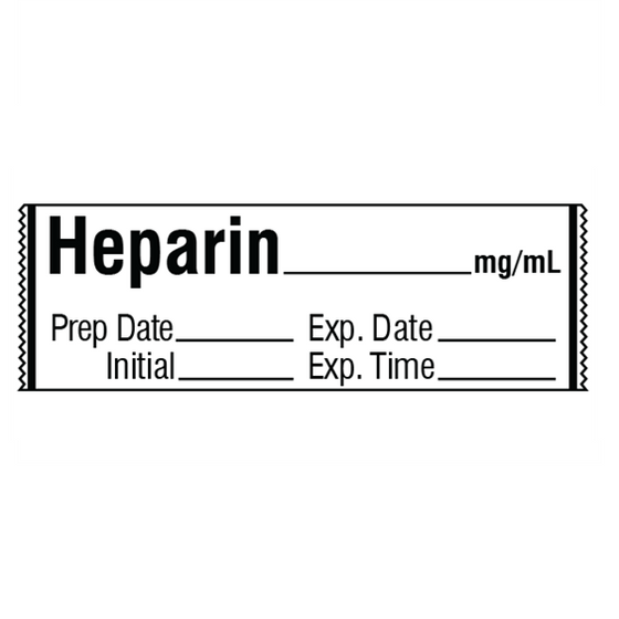 HEPARIN mg/mL Medication Label Tape