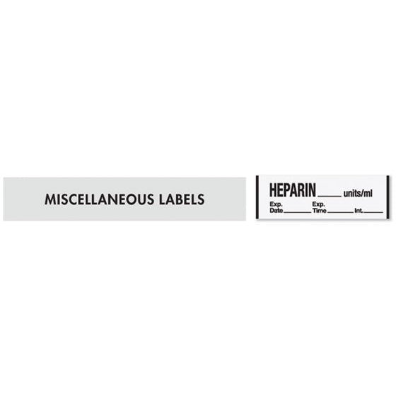 HEPARIN__units/mL Medication Label Tape