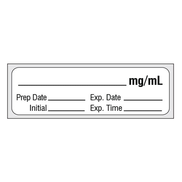 _________ mg/mL Pre-Cut Medication Label Tape