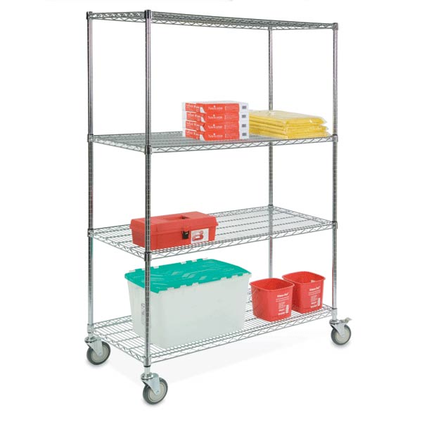 Heavy Duty Wire Shelving Mobile Cart with 4 Shelves