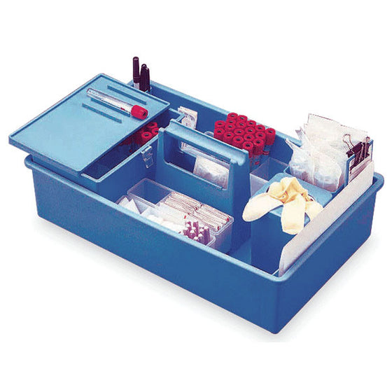 IsoBox Blood Draw Tray with Built-in Handle - Midsize - 16"L x 9.25"W x 4"H
