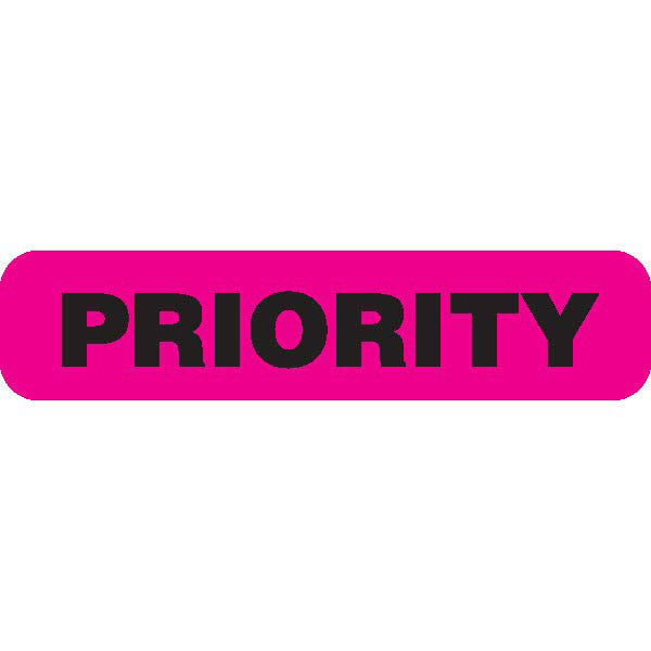 "PRIORITY" Fluorescent Pink Medical Label