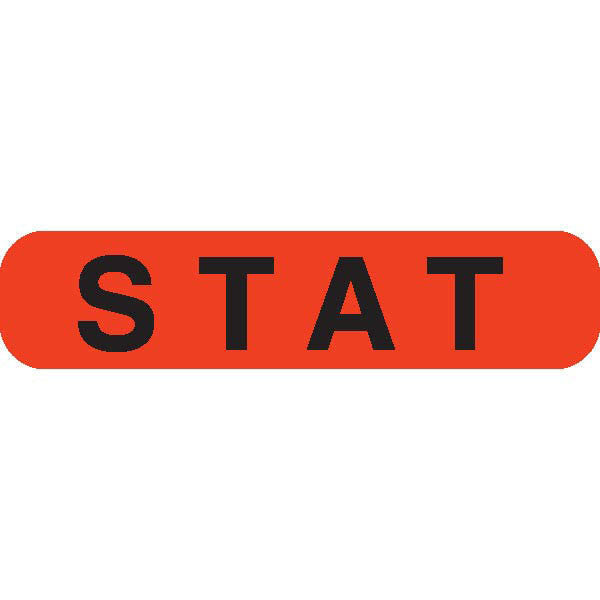"STAT" Orange Medical Label - 1.625" x 0.375"