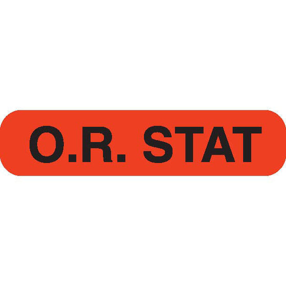 "O.R. STAT" Orange Medical Label