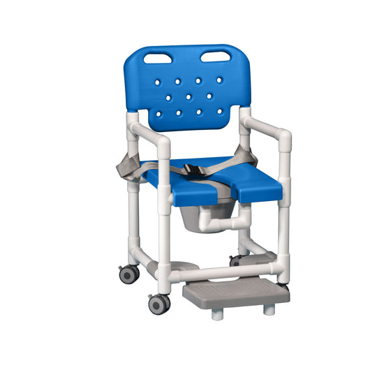 Elite Shower Chair Commode with Footrest & Seat Belt - Blue