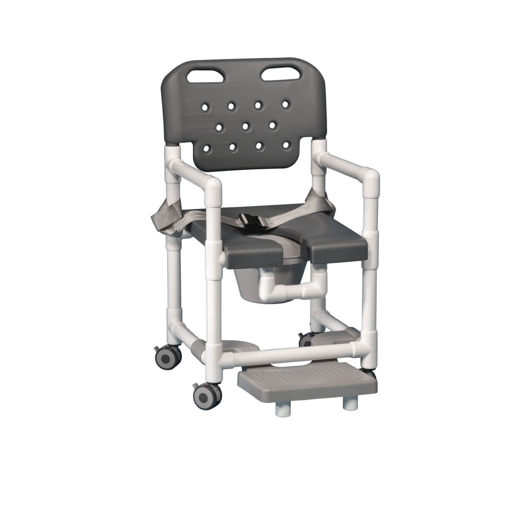 Elite Shower Chair  Commode with Footrest & Seat Belt - Gray