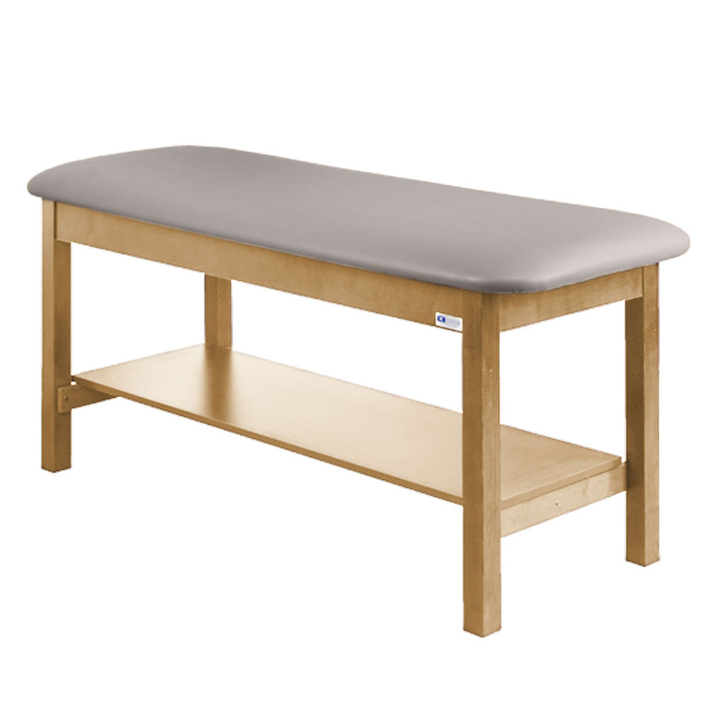 Treatment Exam Table Wooden Full Shelf Flat Top - Cream