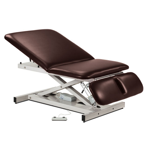 Power Bariatric Treatment Table with Adjustable Backrest & Drop Section - Burgundy