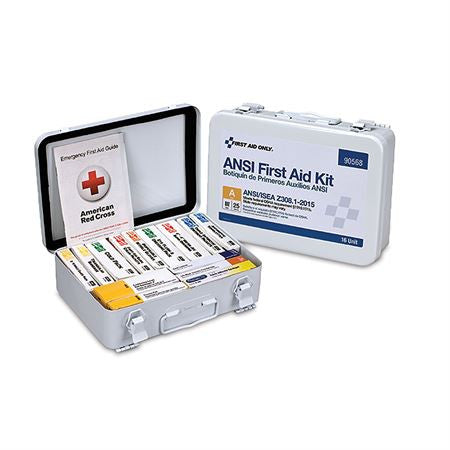 16 Unit First Aid Kit w/Metal Weatherproof Case - 