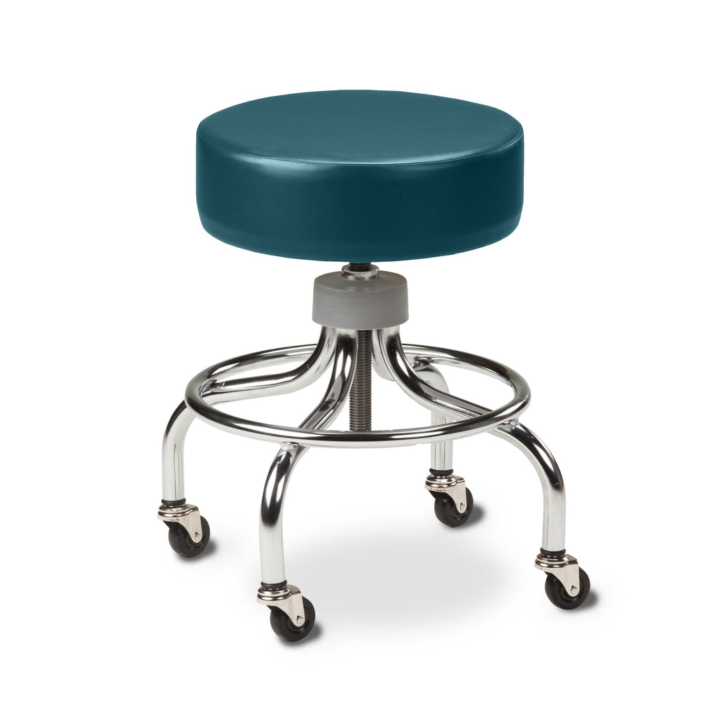 Chrome Base Stool with Round Foot Ring - Slate Blue - 