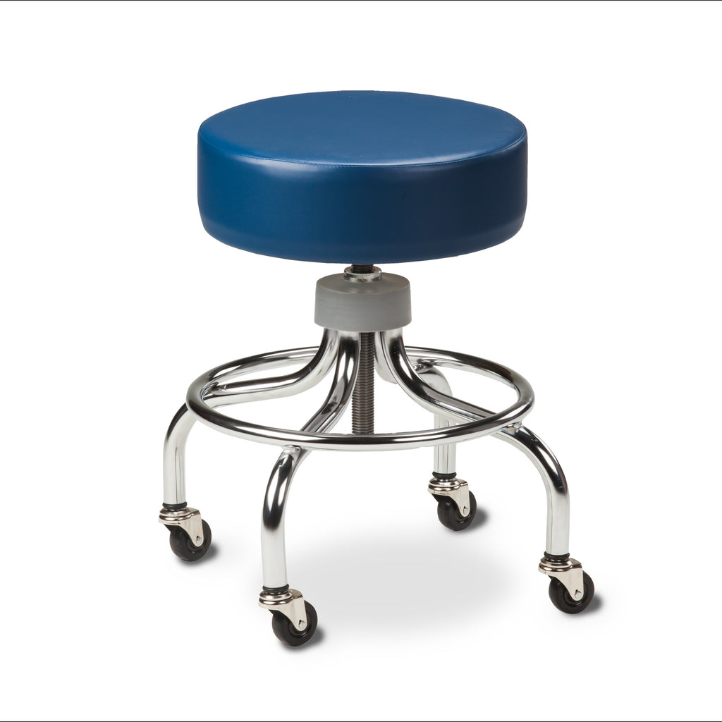 Chrome Base Stool with Round Foot Ring - Wedgewood - 