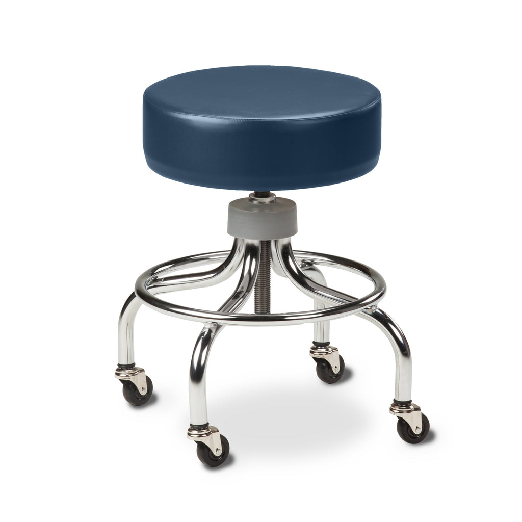 Chrome Base Stool with Round Foot Ring - Royal Blue - 