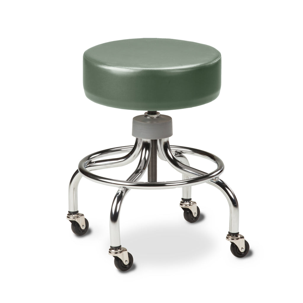 Chrome Base Stool with Round Foot Ring - Soft Jade - 