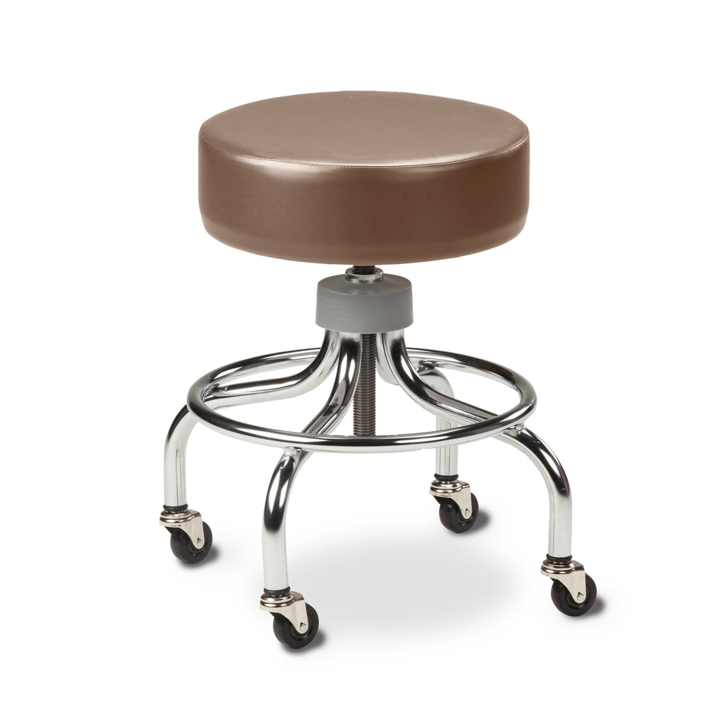 Chrome Base Stool with Round Foot Ring - Cappuccino - 