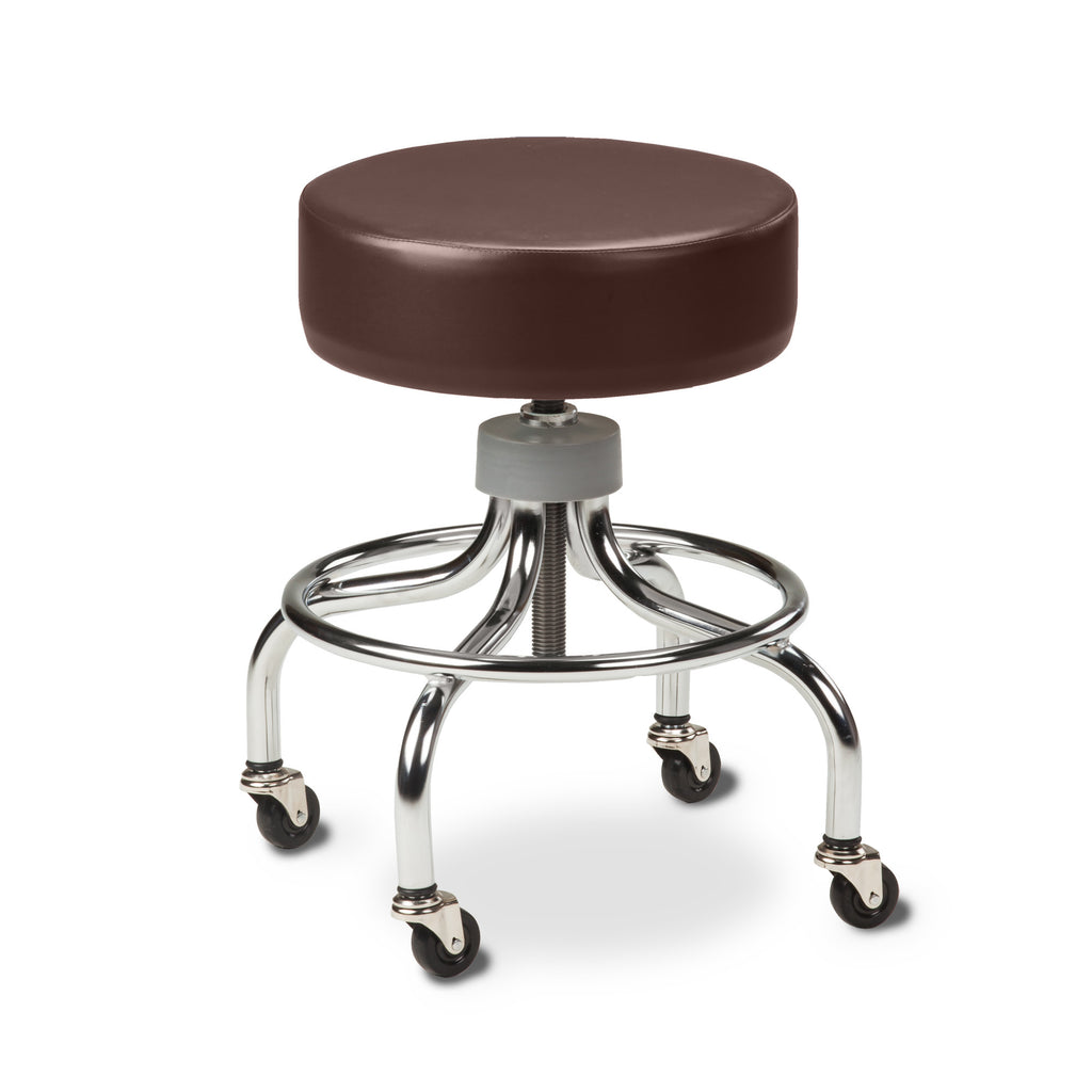 Chrome Base Stool with Round Foot Ring - Burgundy - 