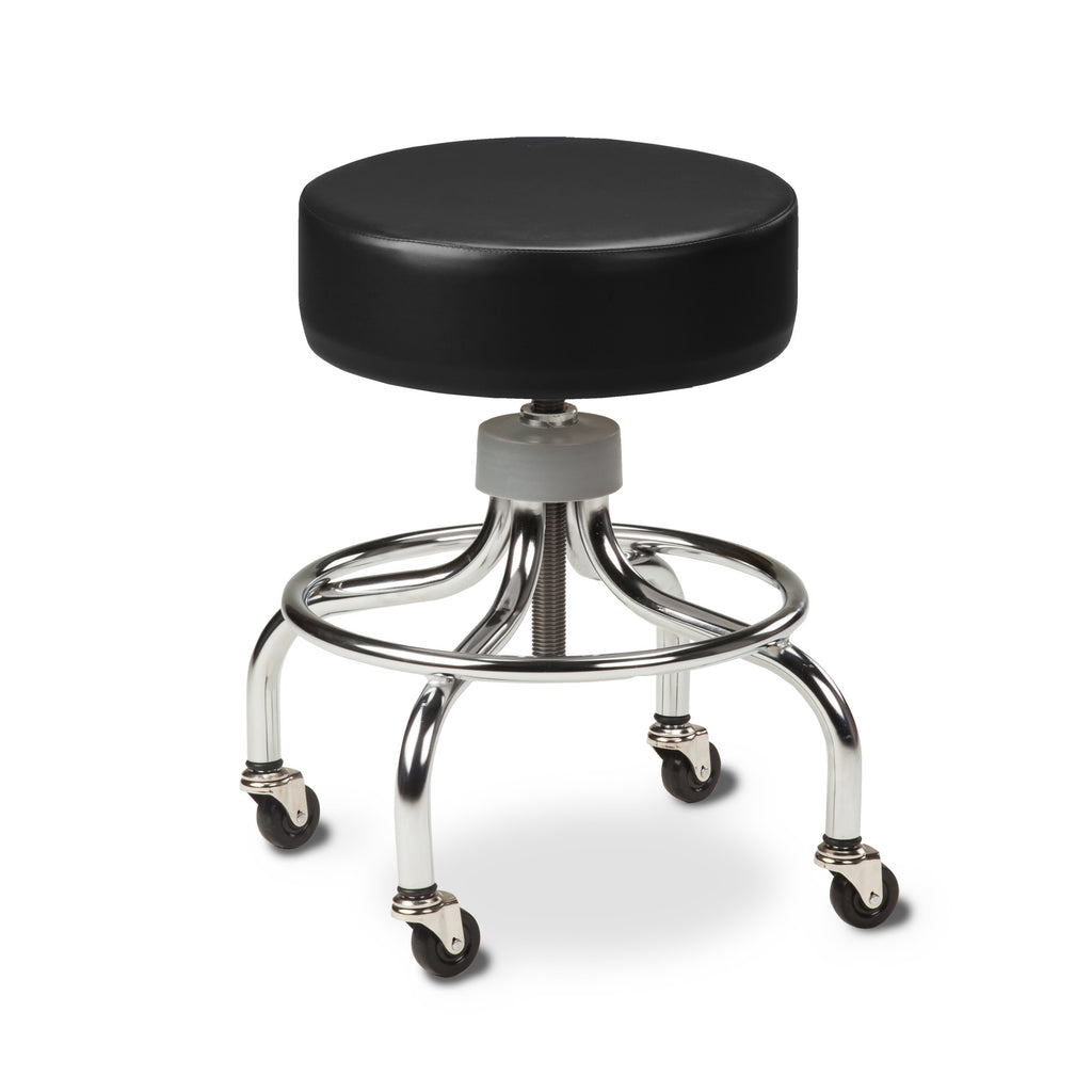 Chrome Base Stool with Round Foot Ring - Black - 