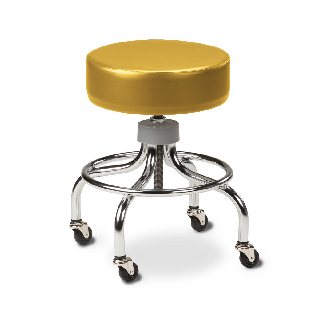 Chrome Base Stool with Round Foot Ring - Yellow - 