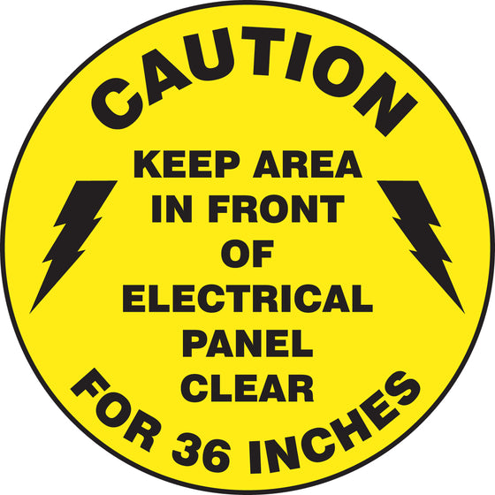 Slip-Gard™ Floor Sign - Caution Keep Area In Front Of Electrical Panel Clear For 36 Inches - Round 17"